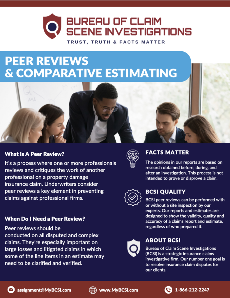 Bureau of Claim Scene Investigations: Peer Reviews & Comparative Estimating